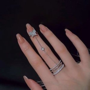 Double Finger Chain Rings for Women