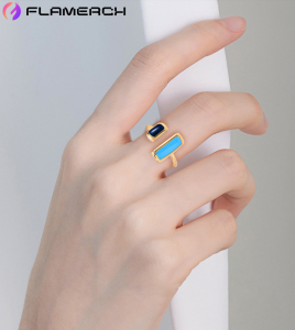 French Retro Ring Metal Colour Drop Glaze Open Rings for Woman Party Girls' Luxury Ring NEW Fashion Jewellery