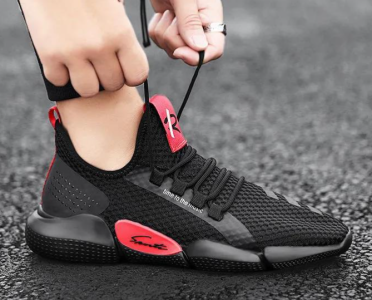 Sneakers for Mens 2023 Trendy Casual Shoes Comfortable Breathable Lace-up Ash Sneakers Color-Black