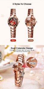LouisWill Ladies Watch Fashion Quartz Watch Diamond Watches Steel Strap Watches 30M Waterproof Watch Thin Strap Watch Roman Numerals Dial Watches Luxury Design Watch Wristwatch With Dual Calender