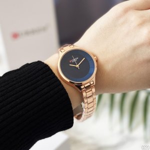 CURREN 9015-Rosegold & Blue Women Watch Luxury Stainless Steel Ladies Watch