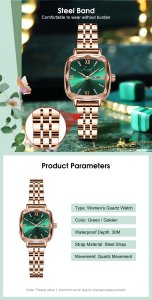 LouisWill Women's Quartz Watch Fashion Square Watch Double Calendar Watch Diamond Inlaid Watch Waterproof Quartz Watch Steel Band Watch Wristwatch with CalenderLuxury Ladies Watch