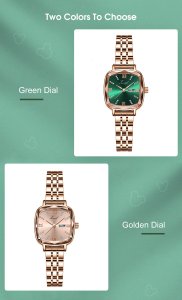 LouisWill Women's Quartz Watch Fashion Square Watch Double Calendar Watch Diamond Inlaid Watch Waterproof Quartz Watch Steel Band Watch Wristwatch with CalenderLuxury Ladies Watch