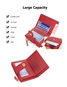 LouisWill Women's Wallet Simple Fashion Wallet For Women Purse Large Capacity Money Bag Multifunctional Clutch Wallet PU Leather Card Wallet Hasp Zipper