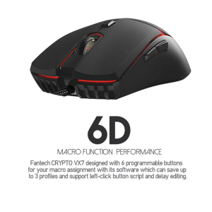 FANTECH CRYPTO VX7 Gaming Mouse 8000DPI and 6 Buttons Macro Huano 10M Switch Game RGB Wired Mouse For Laptop PC Gamer Mice