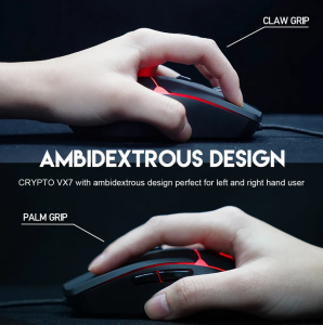 FANTECH CRYPTO VX7 Gaming Mouse 8000DPI and 6 Buttons Macro Huano 10M Switch Game RGB Wired Mouse For Laptop PC Gamer Mice
