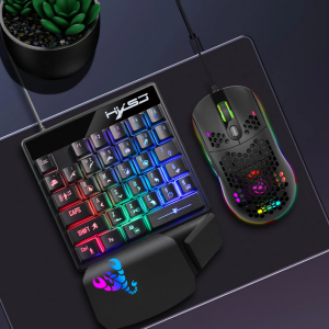HXSJ V400 One-handed Game Keyboard Wired Keyboard Streaming Color RGB light Ergonomic Hand Rest Keyboard Black