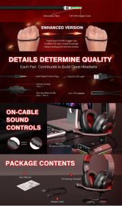 EKSA T8 Stereo Gaming Headset For PC, Mobile, PS4/PS5, XBOX