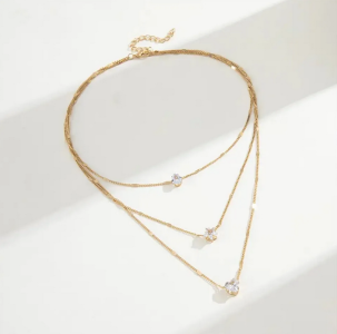 Multilayer New Necklace for Women Stainless Steel Jewelry Single Zircon Pendant Women's Fashionable Necklace