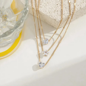 Multilayer New Necklace for Women Stainless Steel Jewelry Single Zircon Pendant Women's Fashionable Necklace