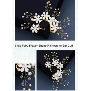 Ear Cuff Without Piercing Bride Temperament Fairy Flower Rhinestone Ear Clips