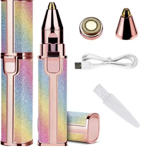 2 In1 Rechargeable Facial Hair Removal and Eyebrow Shaver - Face Lips Body Painless Facial Razor with Built-in LED Light USB