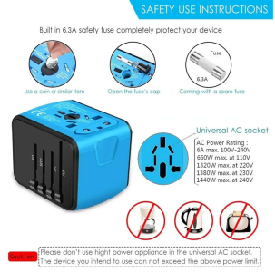 International Universal Travel Adapter 3 USB Type-C Outlet Converter Plug Power Adapter Plug Charger