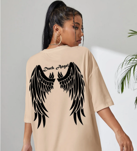 Dark Angel Wing Hot sale Graphic Printed T-Shirts For Women Loose Oversized Clothing Hip Hop Street Tshirt Cotton Short Sleeves