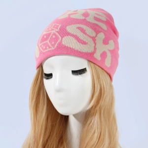 Embroidery Logo Knitted Winter Hats Graphic Unisex Jacquard Beanie