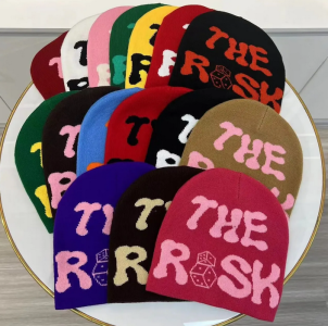 Embroidery Logo Knitted Winter Hats Graphic Unisex Jacquard Beanie