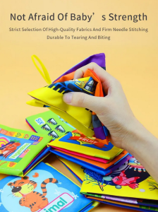 Soft Book .Nontoxic Fabric Baby Cloth Books Early Education Toys Activity Crinkle Cloth Book for Toddler. Pack of 6