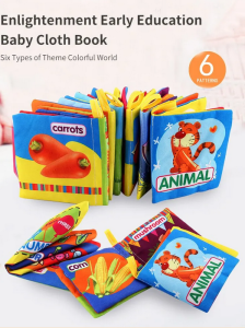 Soft Book .Nontoxic Fabric Baby Cloth Books Early Education Toys Activity Crinkle Cloth Book for Toddler. Pack of 6