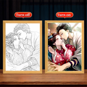 Light Panintings Picture Frame Demons Slayer Anime Kimetsu No Yaiba Nezuko Home Room Decor Bedroom Birthday Gift Led Moon Lamp