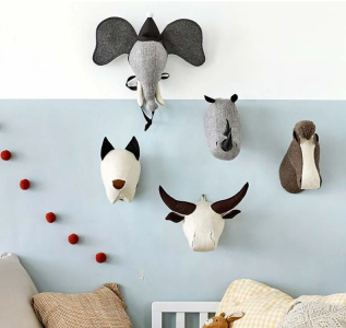 Baby Nordic Animal Elephant Deer Head Wall Mount Stuffed Toys Bedroom plush Artwork Hanging Dolls Photo Props