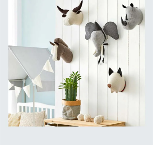 Baby Nordic Animal Elephant Deer Head Wall Mount Stuffed Toys Bedroom plush Artwork Hanging Dolls Photo Props