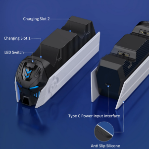 BEBONCOOL Dual Fast Charger for PS5 Wireless Controller Stand for Sony PlayStation 5 Gamepad DualSense controller Charging Base