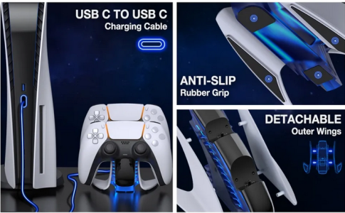 BEBONCOOL Dual Controller Charger For PS5 Charging Dock Station For Playstation 5 Dualsense Controllers with USB C Cable For PS5