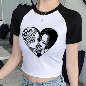 Nana Japanese Short Sleeves Anime Summer Crop Top T Shirt Casual Harajuku T Shirt Top Women Heart Graphic Tees Anime T-shirt