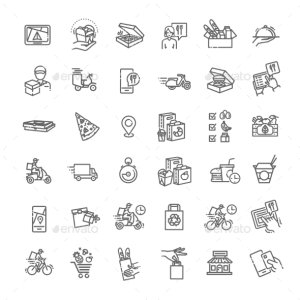Food Delivery Service Icons Set