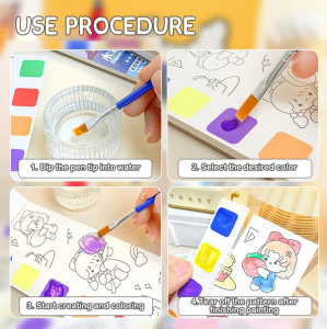 Kindergarten Kids Gift Children's Watercolor Coloring Book Sticky Note Graffiti Portable Water Painting Book With Watercolor Pen