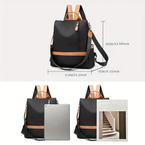 Modern Fashion Women Nylon Zipper Backpack Multi-pocket Large Capacity School Bag