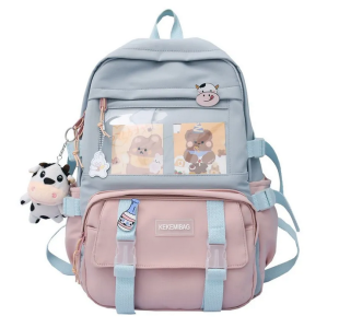 Fengdong cute school bags for girls kawaii bookbag doll college student black rucksack teen girl schoolbag fashion backpack