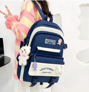 Cross-Border Middle School College Students Bag Female Large Capacity Primary School Student Backpack New Backpack Five-Piece Set Wholesale