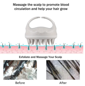 Scalp Brush Massager Sculp Scrubber Brush Wheat Straw Biodegradable Silicone Shampoo Brush Hair Scalp Massager For Hair Growth