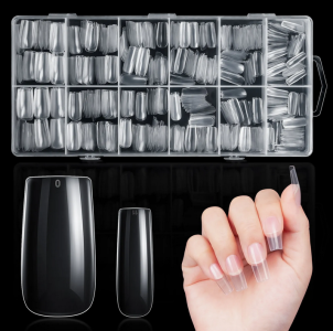 600pcs Nail Tips Clear Acrylic Nail Tips Full Cover Square Shape False Nail Tips For Nail Extension Manicure Tools 12 Sizes