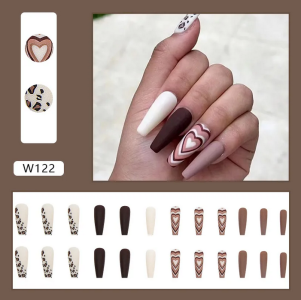 Menggh 24pcs Long Ballerina Fake Nails with Design Tip Long False Nails Wearable Nail Art