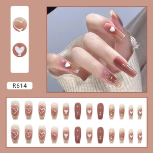 Menggh WITH GLUE Artificial Nails Tip Long Coffin False nails With Design press on nails Gradiant nail art