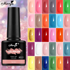 Monja 8ml Plastic Bottle Pure Color UV LED Nail Gel Polish Varnish Soak-off Nail Art Gel DIY Painting Manicure Tool