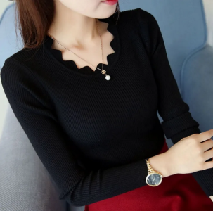 Casual Solid Sweater Women Knitted Slim White Pullover Long Sleeve Tops 2024 Autumn Winter Butterfly Neck Jumper Female