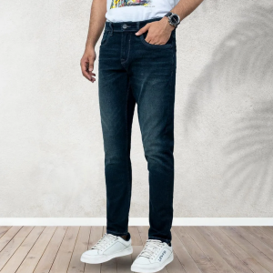 Richman Navy Vintage Wash Color Denim Fabric Slim Fit Jeans Pant For Men