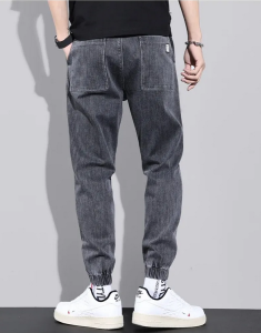 Men's Jeans Autumn Winter Cargo Pants Elastic Denim Trousers Solid Color Joggers Casual Harem Pants Male Fashion Streetwear