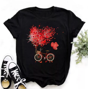 Pink &Black Fashionable Tops Ladies Short Sleeve Casual Girls Print New T-Shirt For Women