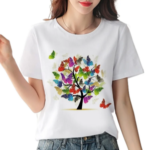 New women's butterfly tree printing T-shirts