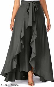 Regular Fit, Flared Women  Poly Crepe Skirts