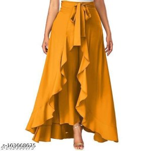 Regular Fit, Flared Women  Poly Crepe Skirts