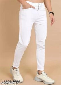 Men Denim White Pants