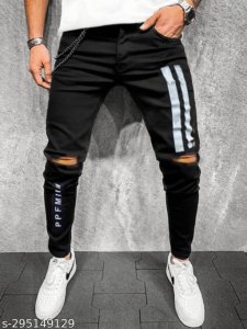 Men Denim Line Cut Jeans