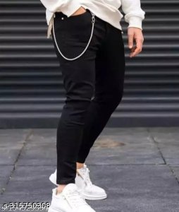Men Polycotton Black Jeans