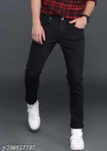 Men Polycotton Black Jeans