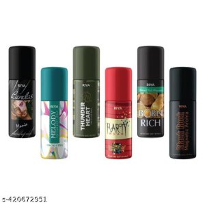 RIYA Bindas,Melody,Thunder Heart,Party Wear,Born Rich,Black Rock Deodorant 40 ML Each Deodorant Spray - For Men & Women (240 ml, Pack of 6)